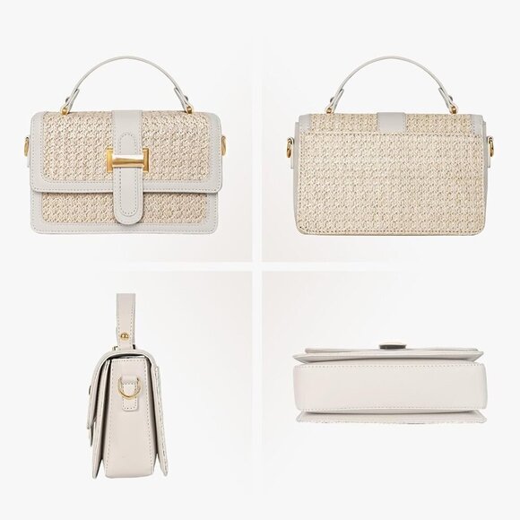 Women Straw Clutch Bag Woven Beach Purse with Adjustable Strap Vacation Handbag main image 5